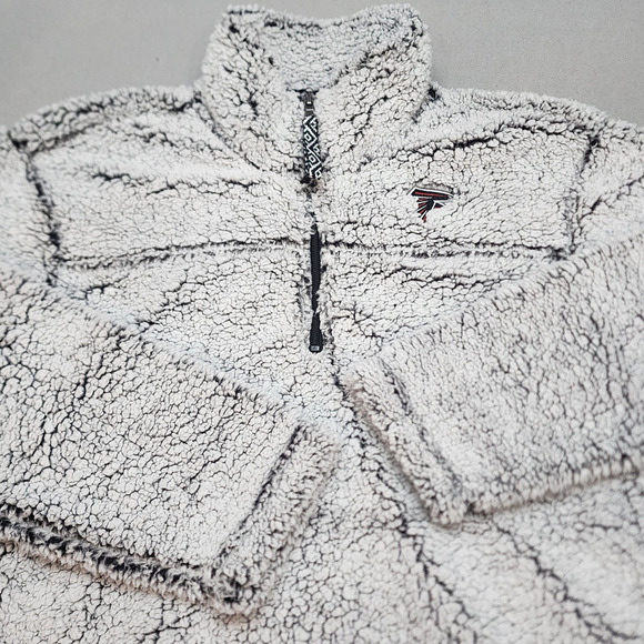 NFL Women's Gray Atlanta Falcons Sherpa‎ Quarter-Zip Pullover Jacket Size M - Picture 3 of 8